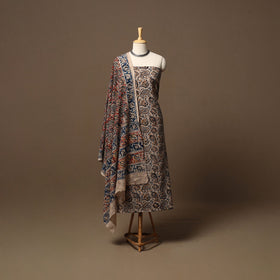 Natural dyed pedana kalamkari cotton 3pc unstitched dress