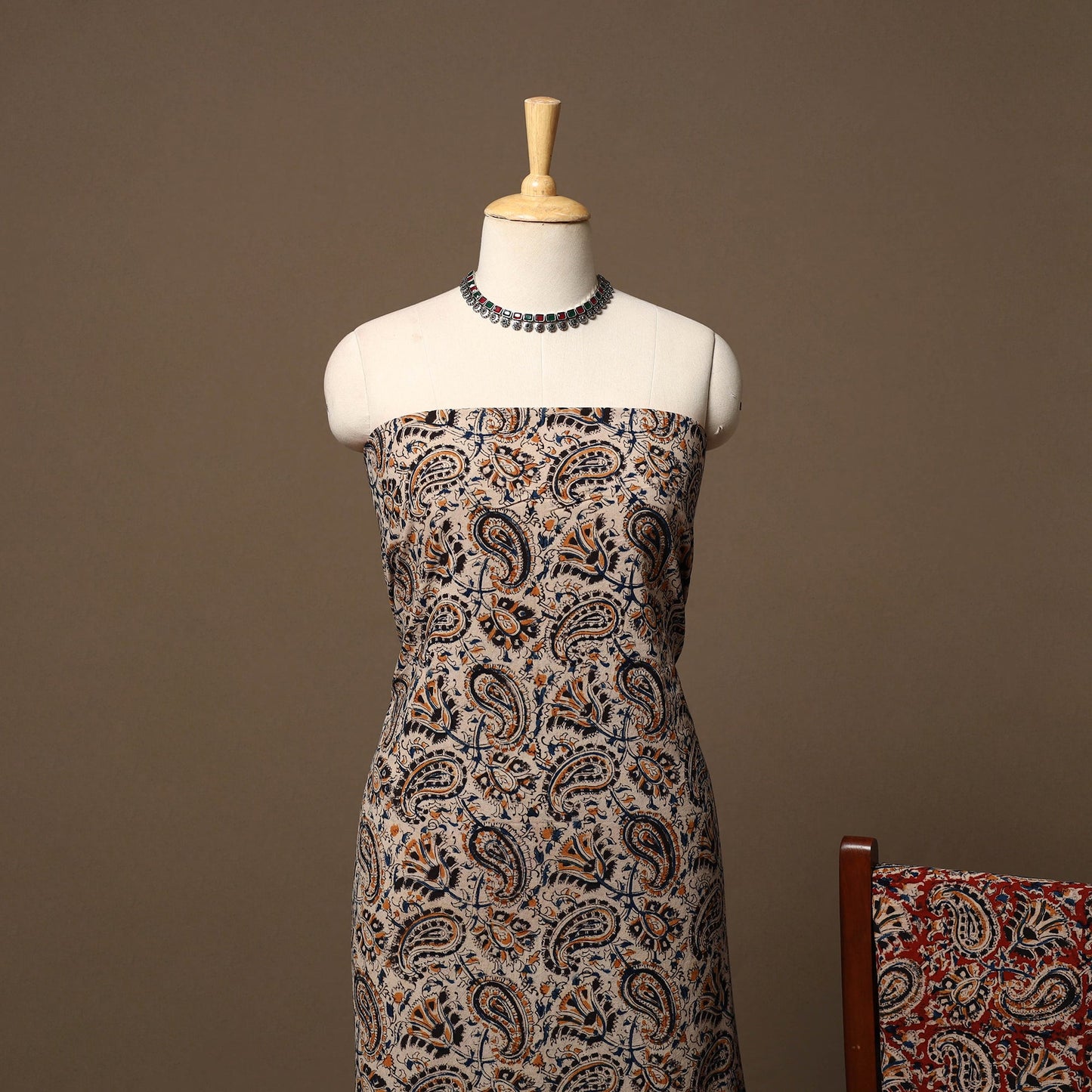 Natural dyed pedana kalamkari cotton 3pc unstitched dress