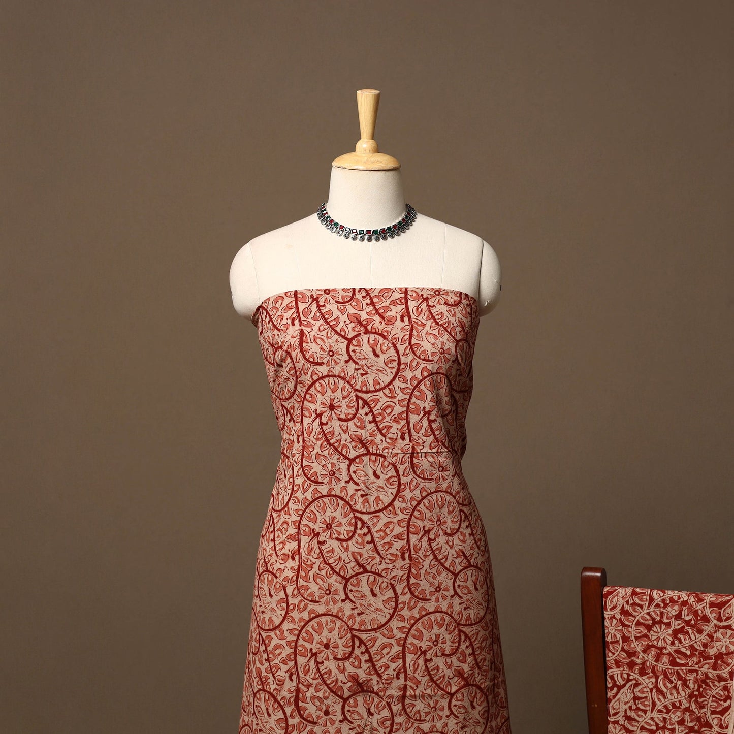 Natural dyed pedana kalamkari cotton 3pc unstitched dress