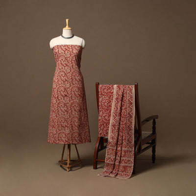 Natural dyed pedana kalamkari cotton 3pc unstitched dress