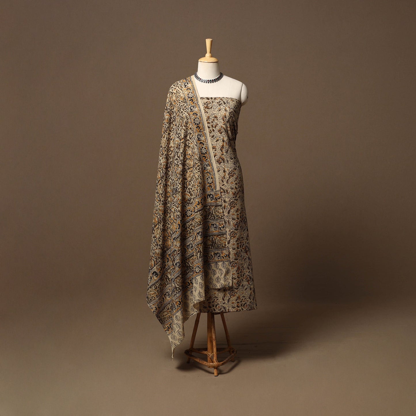 Natural dyed pedana kalamkari cotton 3pc unstitched dress