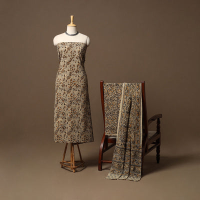 Natural dyed pedana kalamkari cotton 3pc unstitched dress