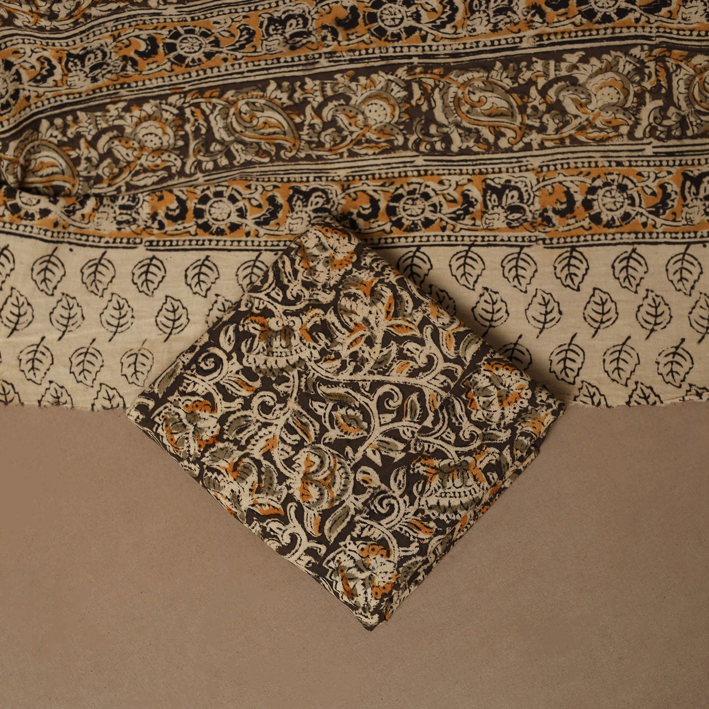 Natural dyed pedana kalamkari cotton 3pc unstitched dress