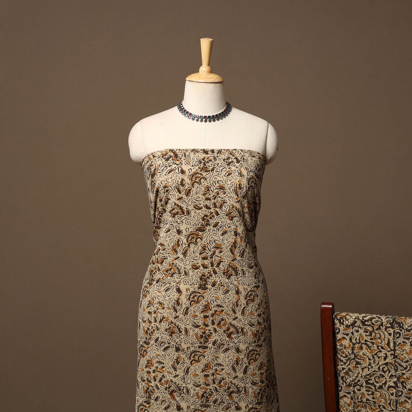 Natural dyed pedana kalamkari cotton 3pc unstitched dress