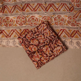 Natural dyed pedana kalamkari cotton 3pc unstitched dress
