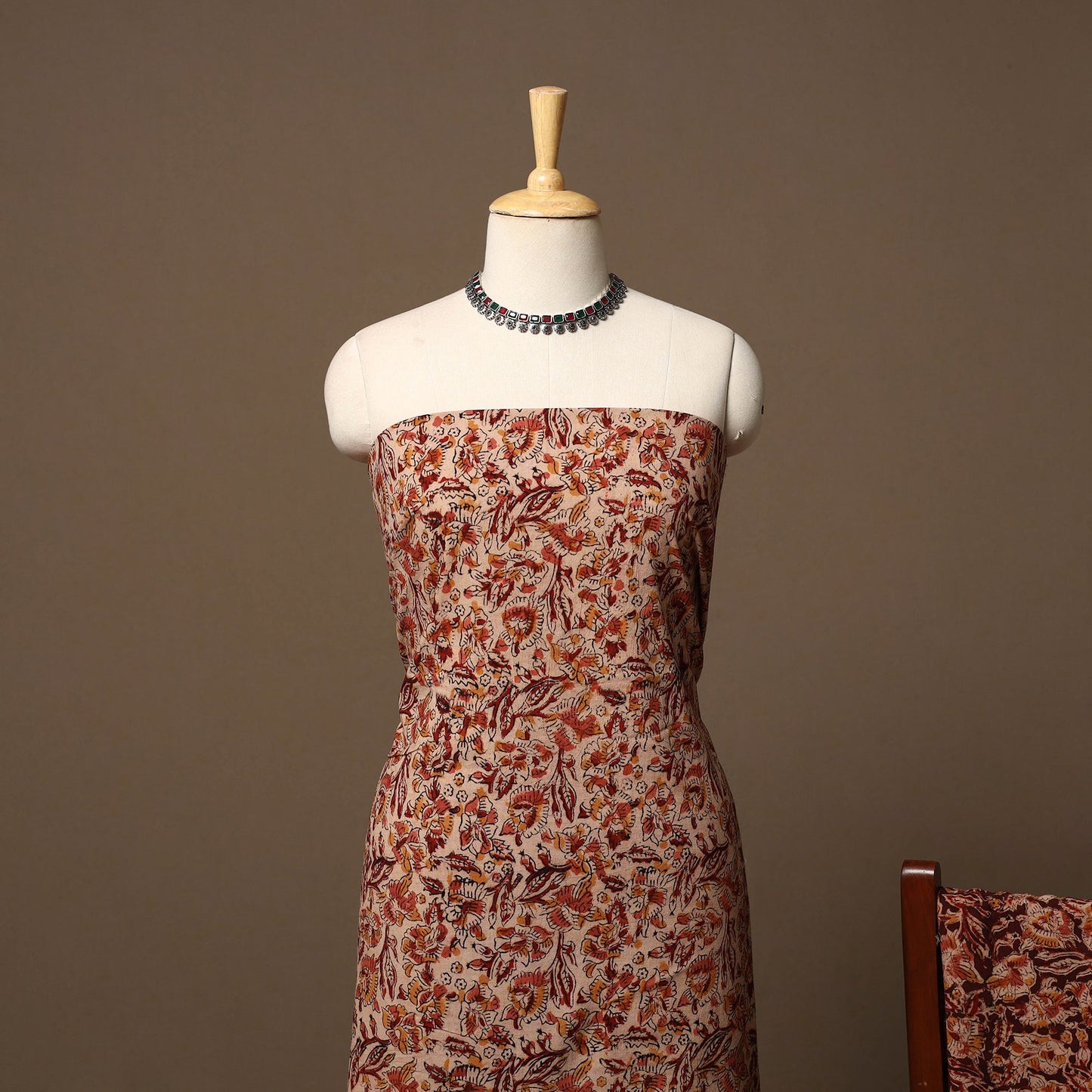 Natural dyed pedana kalamkari cotton 3pc unstitched dress