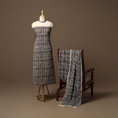 Natural dyed pedana kalamkari cotton 3pc unstitched dress