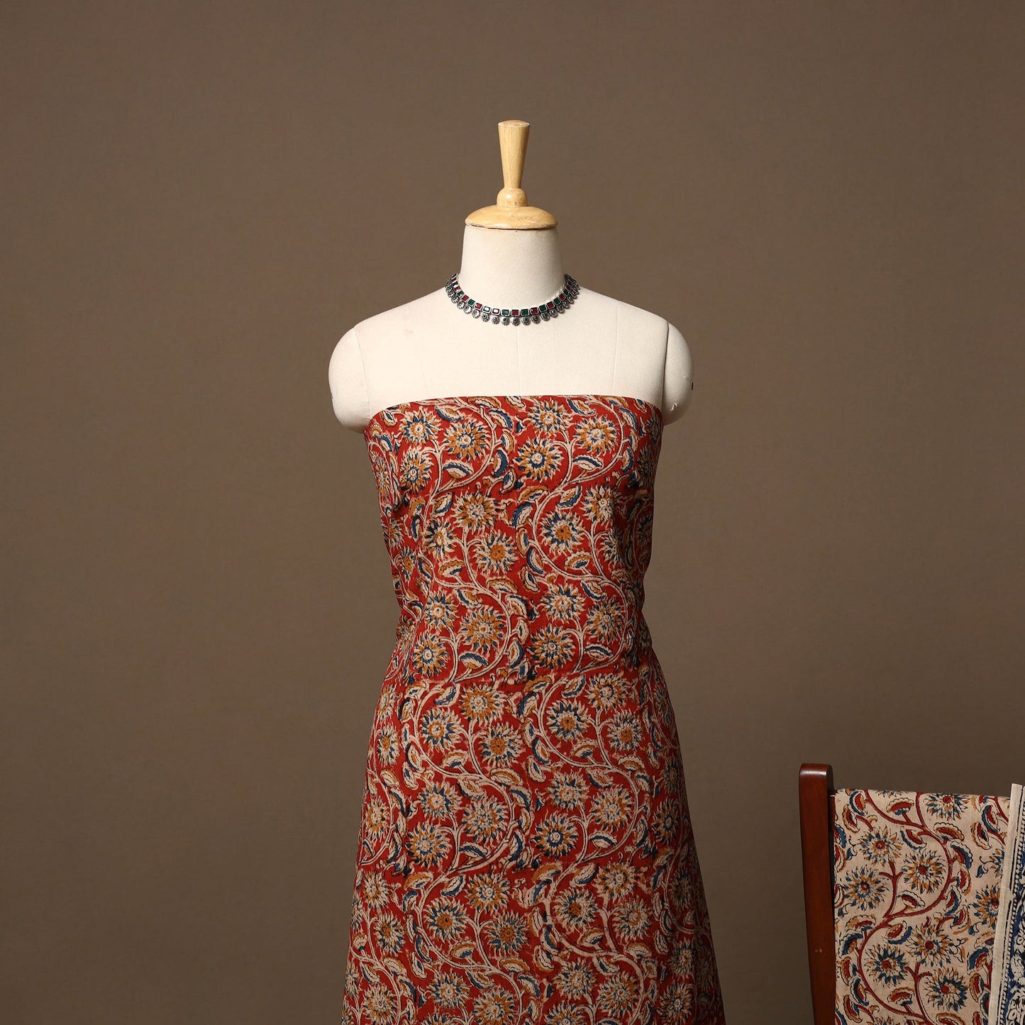 Natural dyed pedana kalamkari cotton 3pc unstitched dress