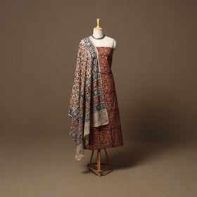 Natural dyed pedana kalamkari cotton 3pc unstitched dress