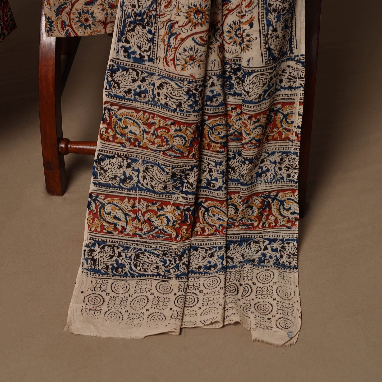 Natural dyed pedana kalamkari cotton 3pc unstitched dress