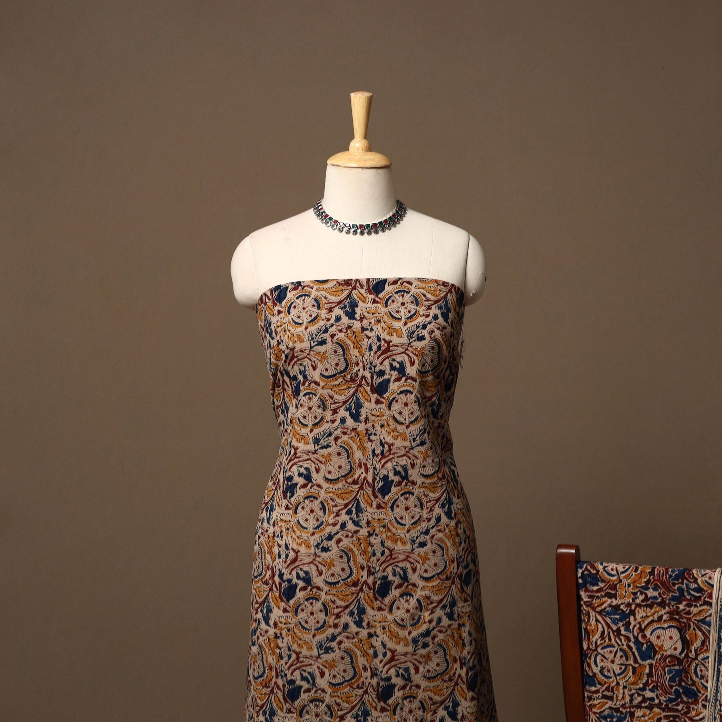 Natural dyed pedana kalamkari cotton 3pc unstitched dress