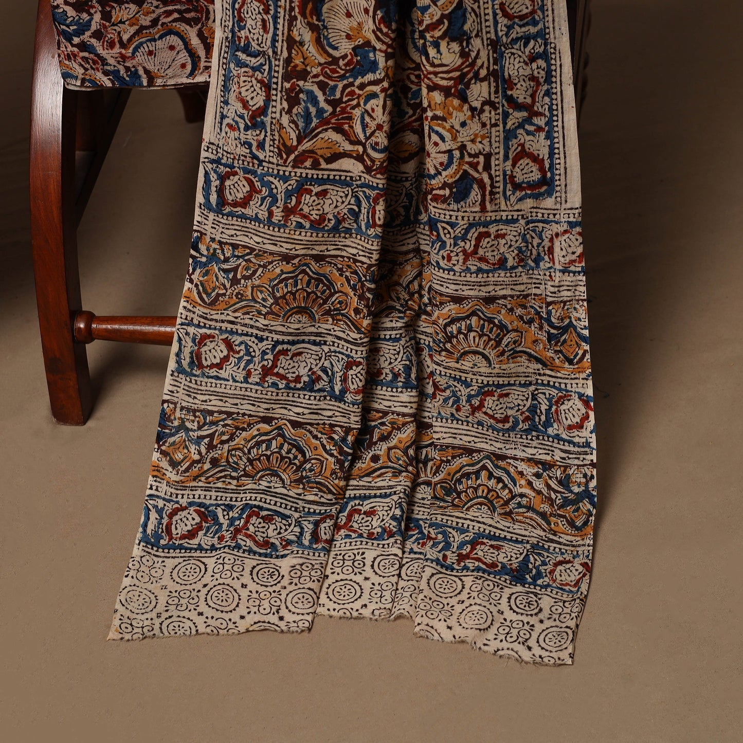 Natural dyed pedana kalamkari cotton 3pc unstitched dress