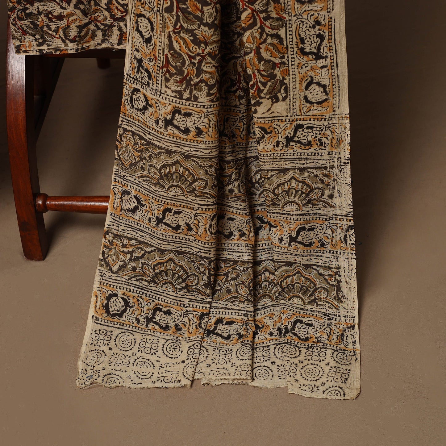 Natural dyed pedana kalamkari cotton 3pc unstitched dress