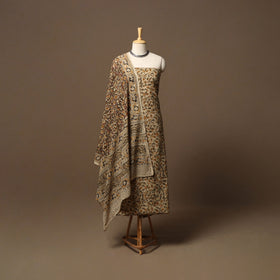 Natural dyed pedana kalamkari cotton 3pc unstitched dress