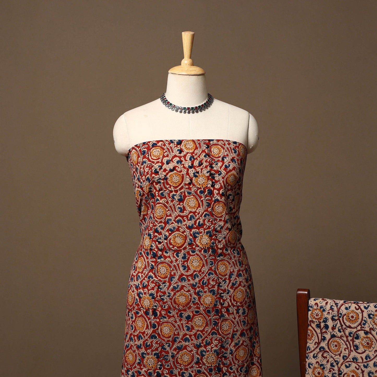 Natural dyed pedana kalamkari cotton 3pc unstitched dress