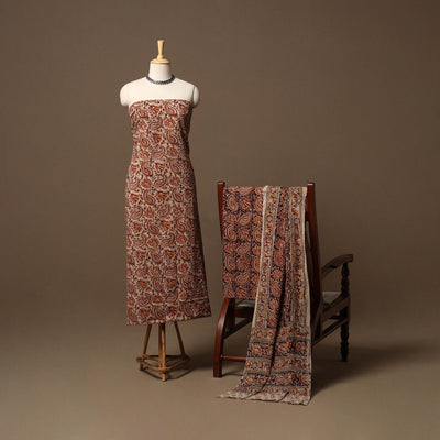 Natural dyed pedana kalamkari cotton 3pc unstitched dress