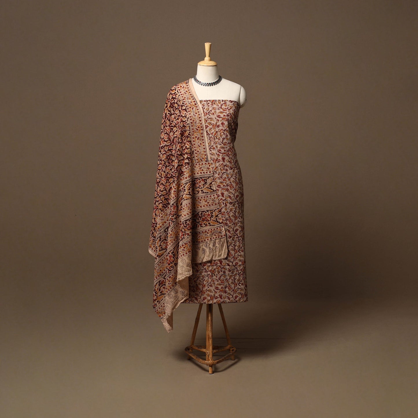 Natural dyed pedana kalamkari cotton 3pc unstitched dress