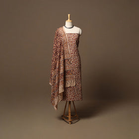 Natural dyed pedana kalamkari cotton 3pc unstitched dress