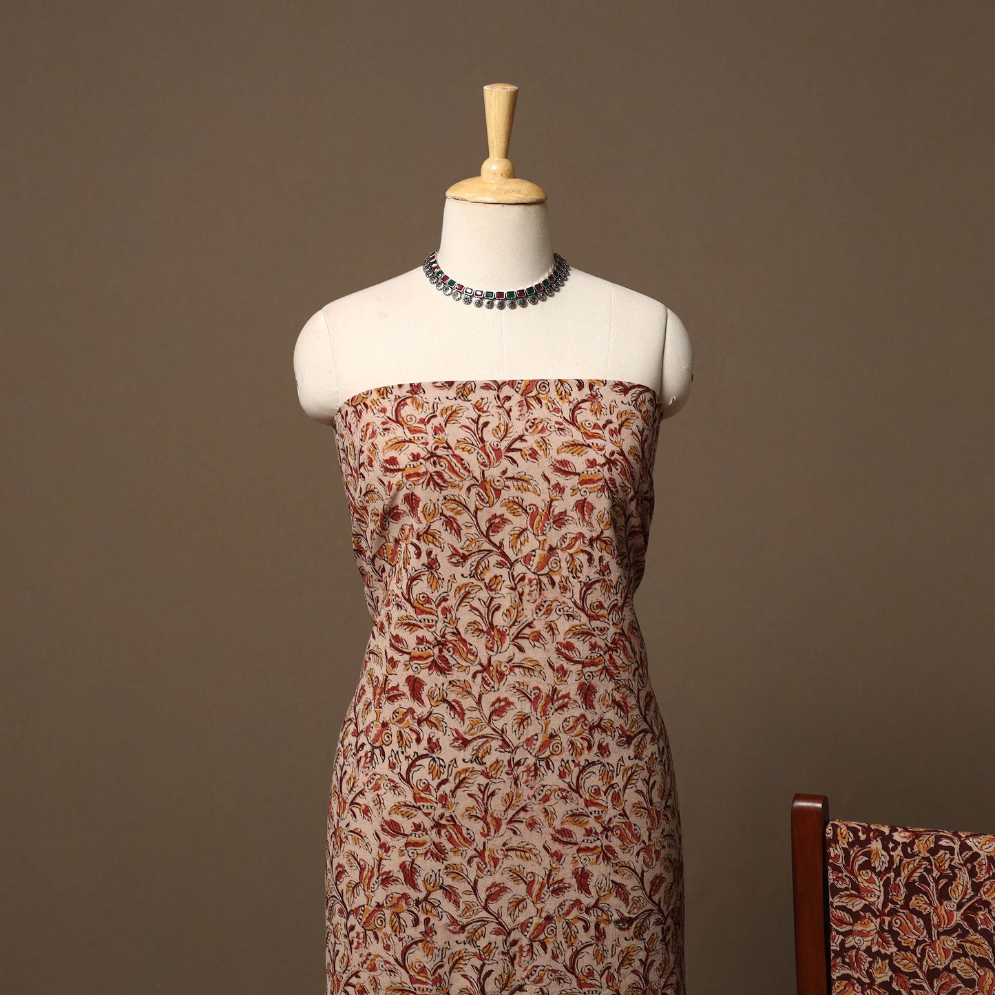 Natural dyed pedana kalamkari cotton 3pc unstitched dress