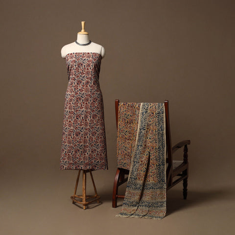 Natural dyed pedana kalamkari cotton 3pc unstitched dress