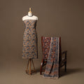 Natural dyed pedana kalamkari cotton 3pc unstitched dress