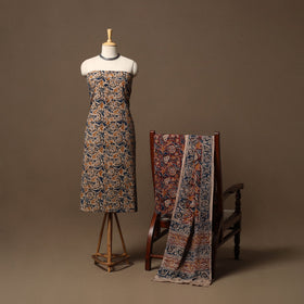 Natural dyed pedana kalamkari cotton 3pc unstitched dress