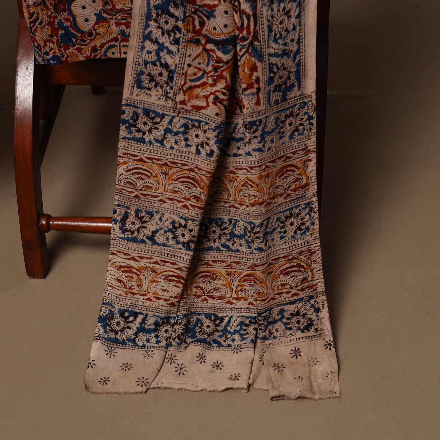 Natural dyed pedana kalamkari cotton 3pc unstitched dress