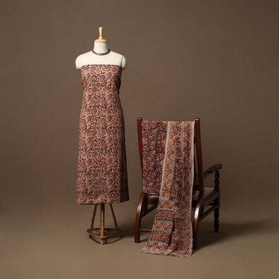 Natural dyed pedana kalamkari cotton 3pc unstitched dress