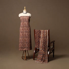Natural dyed pedana kalamkari cotton 3pc unstitched dress