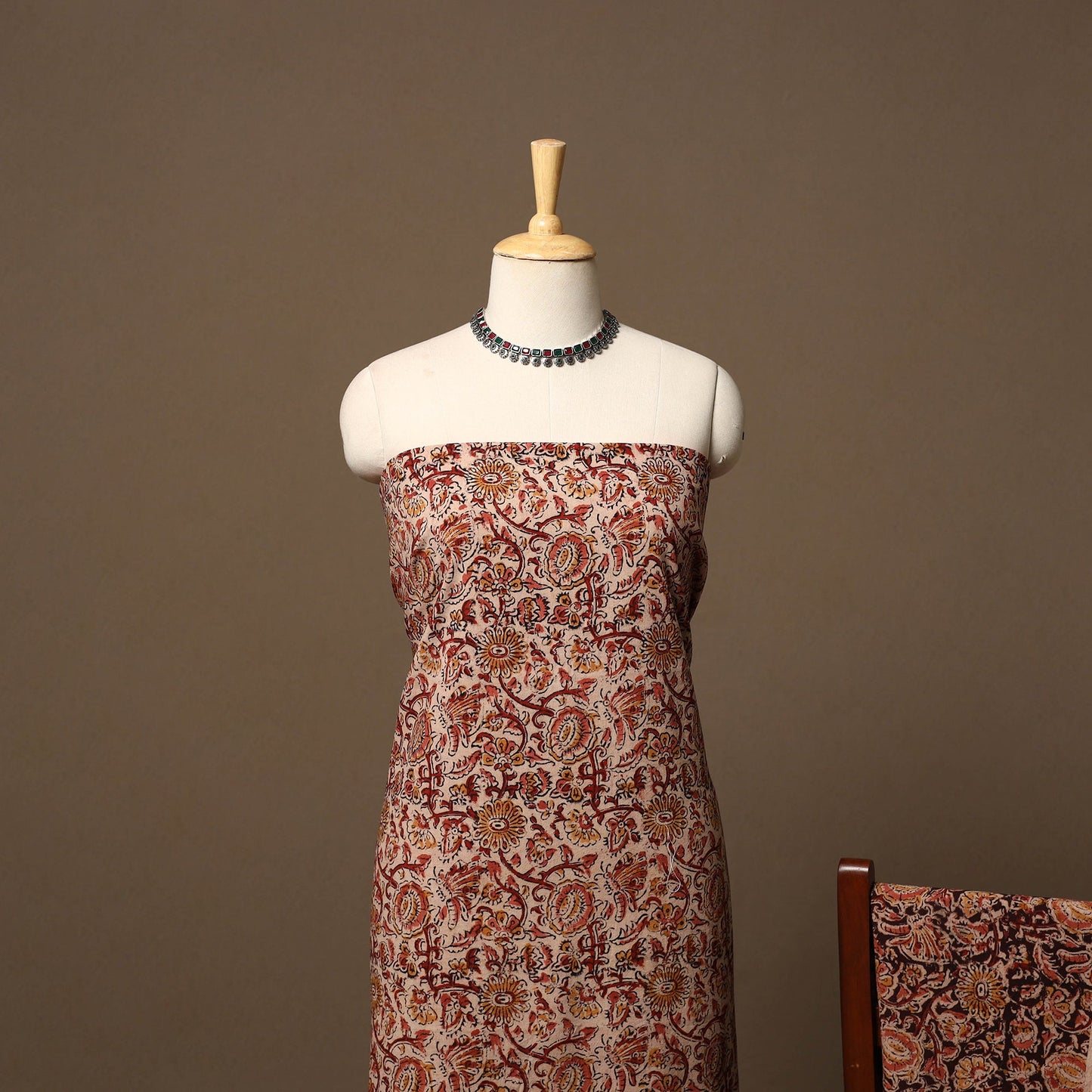 Natural dyed pedana kalamkari cotton 3pc unstitched dress