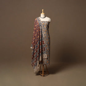 Natural dyed pedana kalamkari cotton 3pc unstitched dress