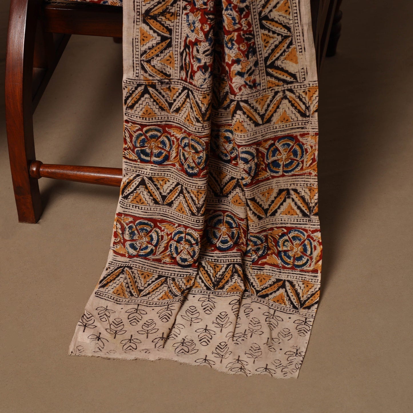 Natural dyed pedana kalamkari cotton 3pc unstitched dress