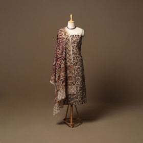 Natural dyed pedana kalamkari cotton 3pc unstitched dress