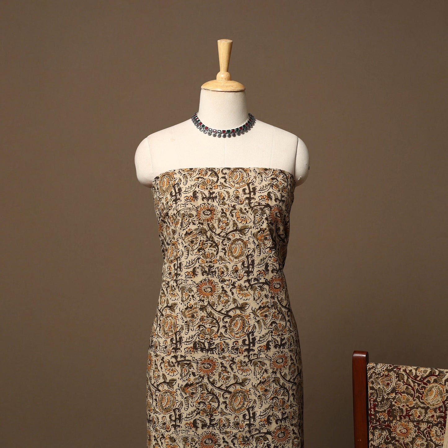 Natural dyed pedana kalamkari cotton 3pc unstitched dress