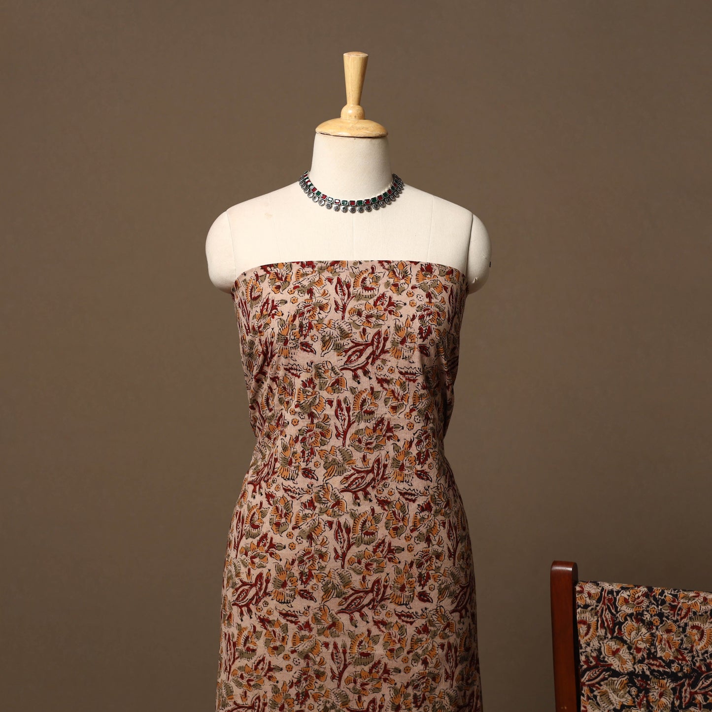 Natural dyed pedana kalamkari cotton 3pc unstitched dress