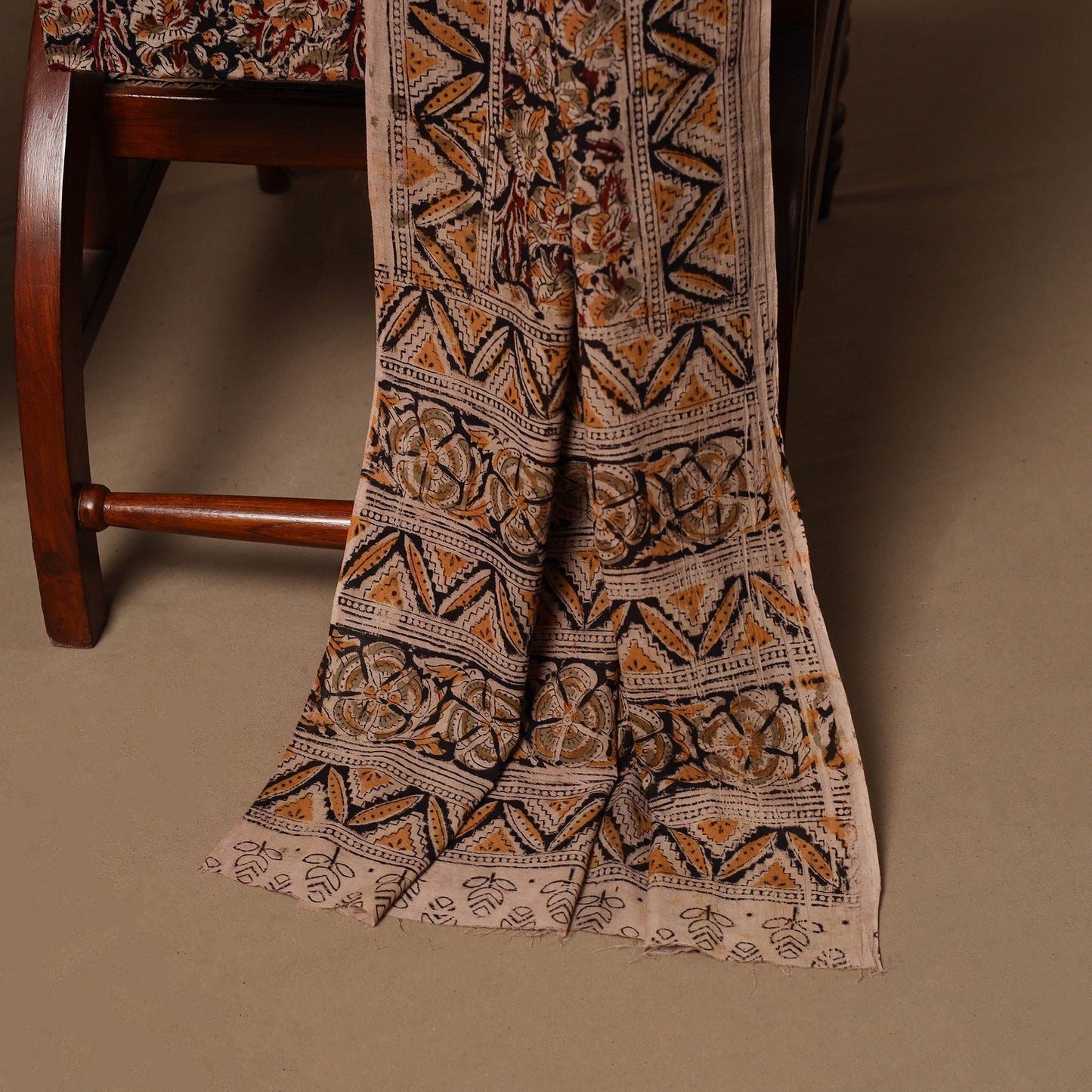 Natural dyed pedana kalamkari cotton 3pc unstitched dress