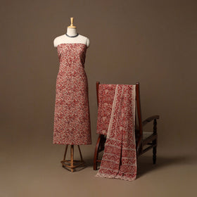 Natural dyed pedana kalamkari cotton 3pc unstitched dress