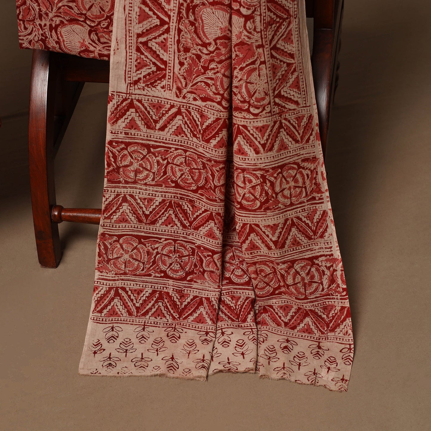 Natural dyed pedana kalamkari cotton 3pc unstitched dress