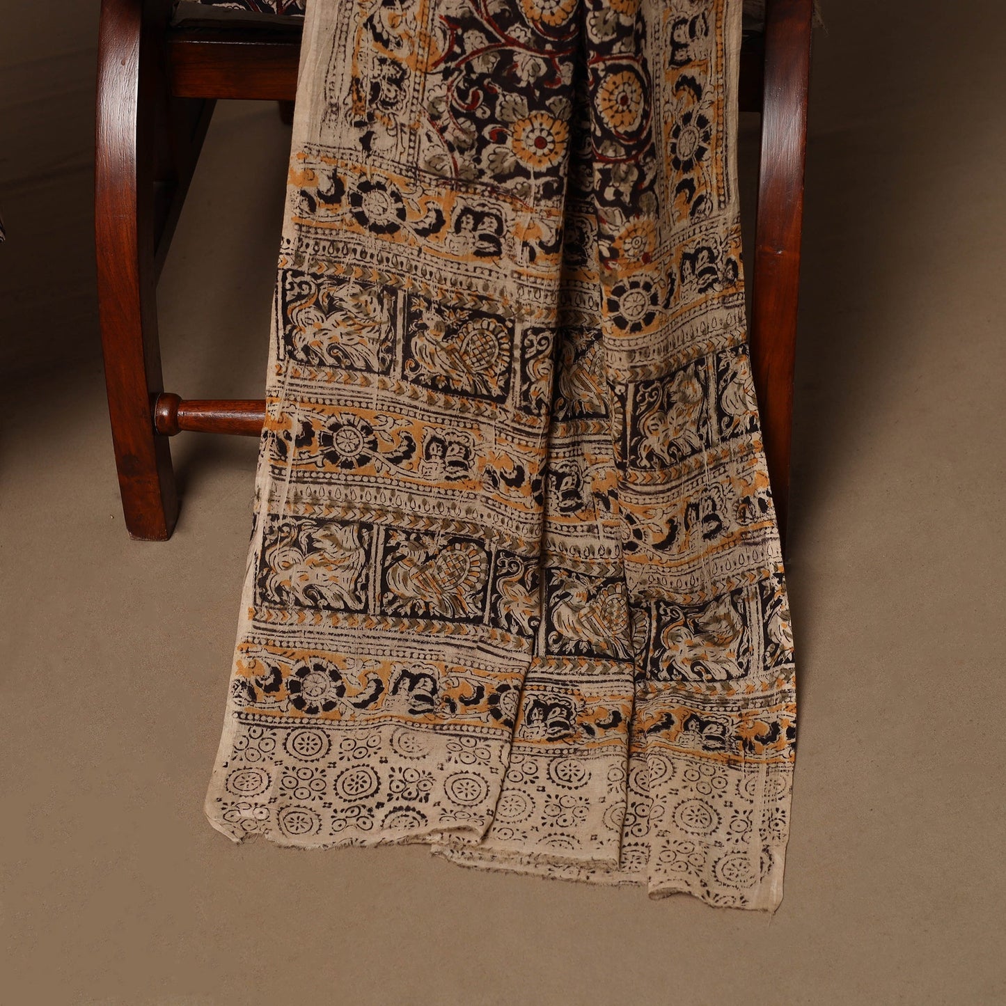 Natural dyed pedana kalamkari cotton 3pc unstitched dress