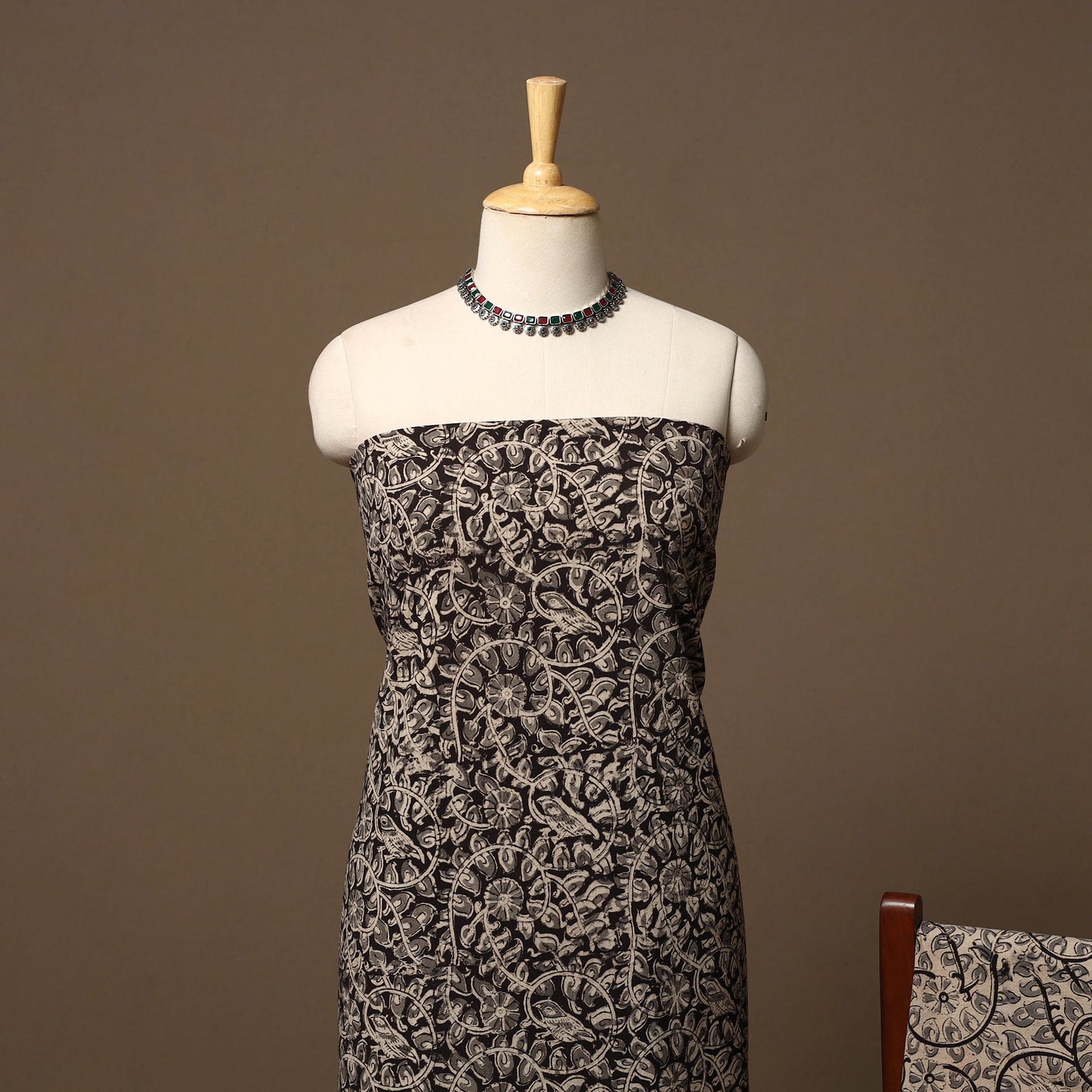 Natural dyed pedana kalamkari cotton 3pc unstitched dress