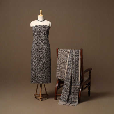 Natural dyed pedana kalamkari cotton 3pc unstitched dress