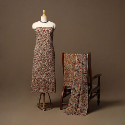 Natural dyed pedana kalamkari cotton 3pc unstitched dress