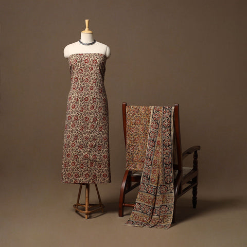 Natural dyed pedana kalamkari cotton 3pc unstitched dress