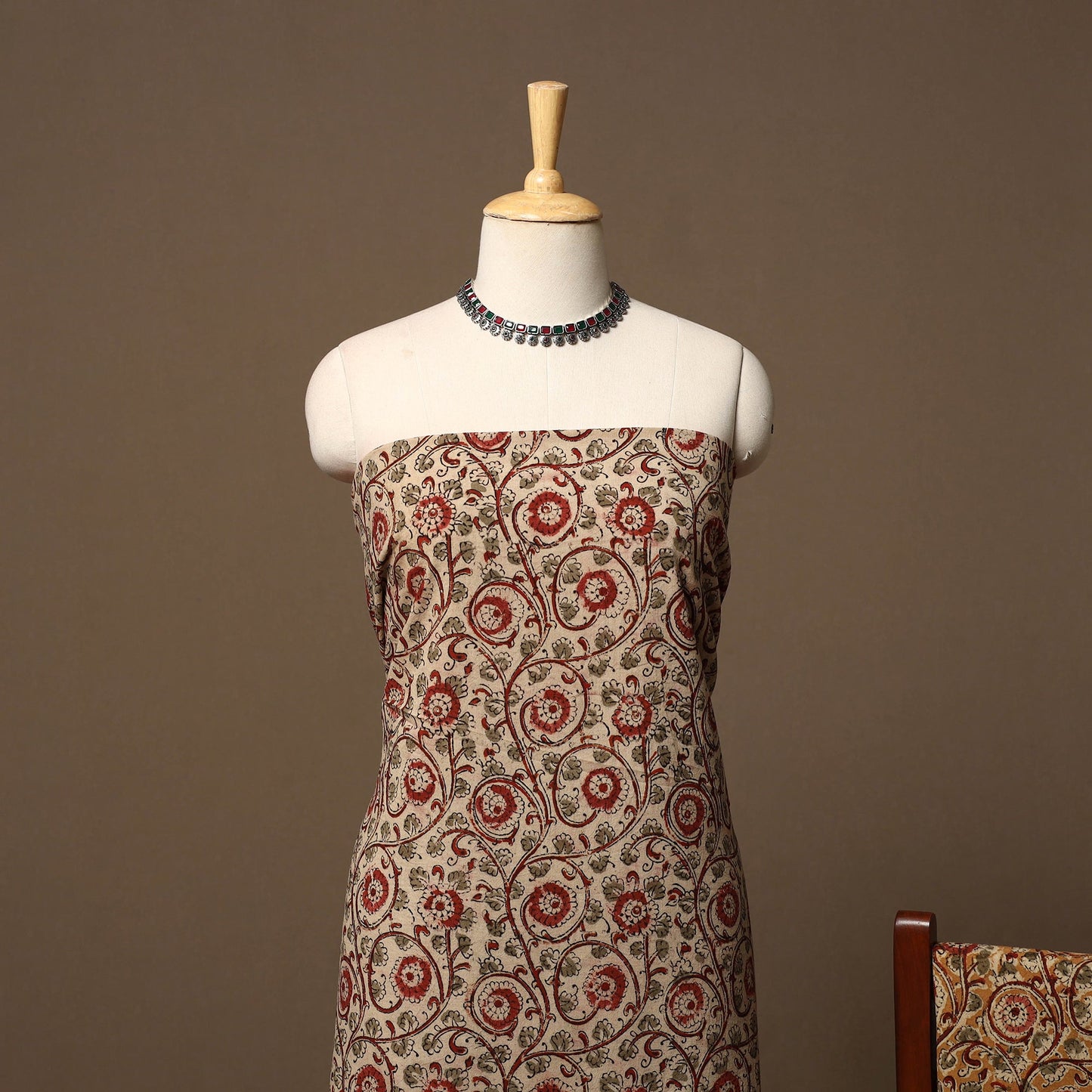 Natural dyed pedana kalamkari cotton 3pc unstitched dress