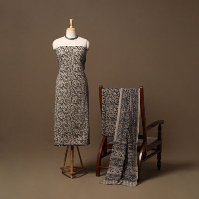 Natural dyed pedana kalamkari cotton 3pc unstitched dress