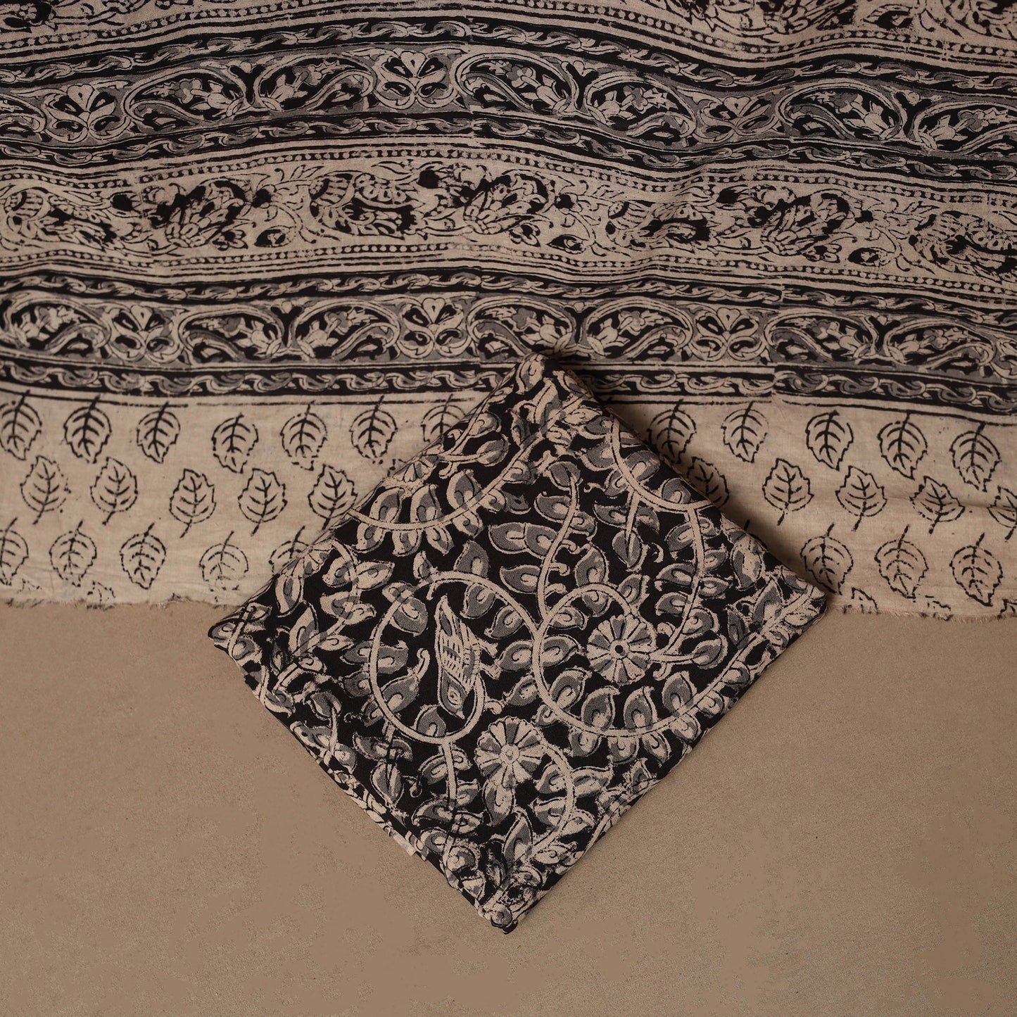 Natural dyed pedana kalamkari cotton 3pc unstitched dress