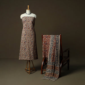 Natural dyed pedana kalamkari hand block print cotton 3pc