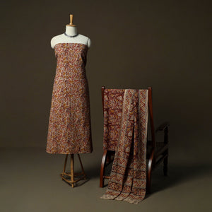 Natural dyed pedana kalamkari hand block print cotton 3pc