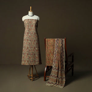 Natural dyed pedana kalamkari hand block print cotton 3pc