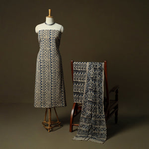 Natural dyed pedana kalamkari hand block print cotton 3pc